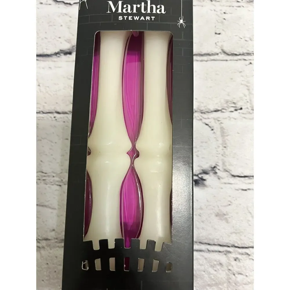 Martha Stewart Halloween Skeleton bones 10 inch white‎ taper candles - NIP